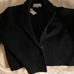 dh NEW YORK Anthro Black Crop Cotton Cardigan
